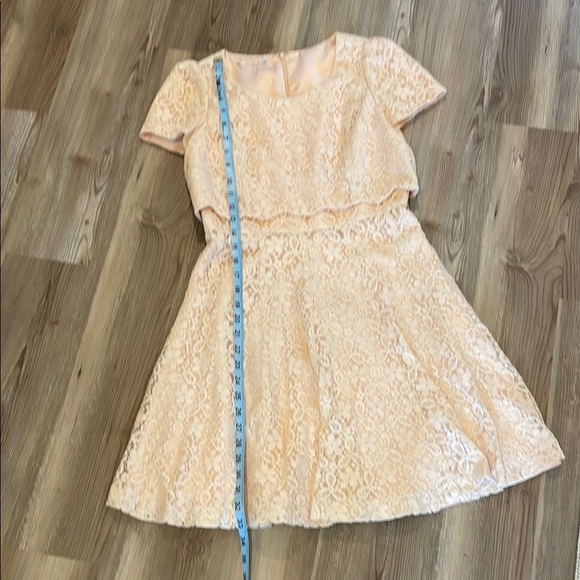 Peach A-line Mini lace Dress with round  Neck for Wedding Guest XS - Picture 5 of 11